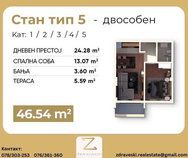 Apartament në ndërtim prej 47m2 Bulevardi Turistichka - ZDRAVESKI - 2