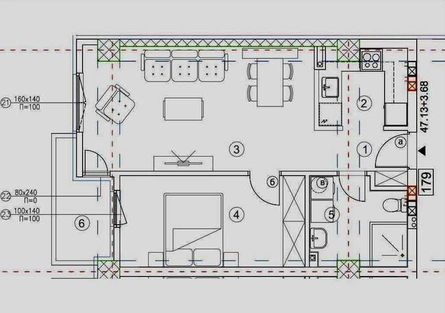 RiverSide - Apartament në ndërtim 50m2 - 2